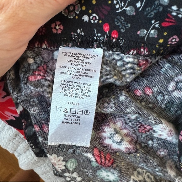 LOFT Black Ruffled Mandarin Collar Blouse - Picture 6 of 6